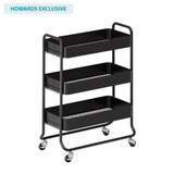 Howards 3 Tier Metal Mesh Trolley - Black