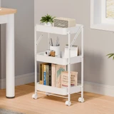 Howards 3 Tier Folding Metal Mesh Trolley - White