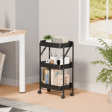 Howards 3 Tier Folding Metal Mesh Trolley - Black