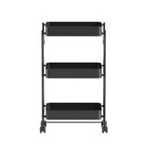 Howards 3 Tier Folding Metal Mesh Trolley - Black