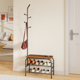 Howards 2 Tier Shoe Rack Bench with Coat Rack