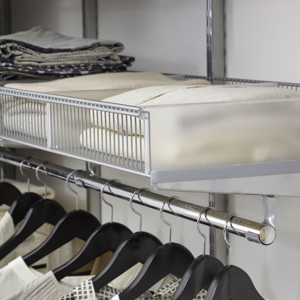 elfa 30 Wire Shelf Basket 450mm Width Platinum Howards Storage World