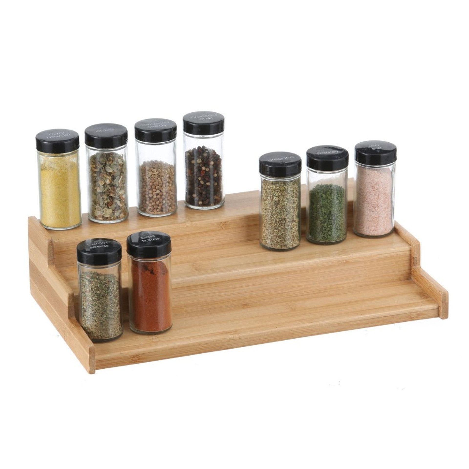 Bamboo 3Tier Step Shelf Spice Rack Howards Storage World
