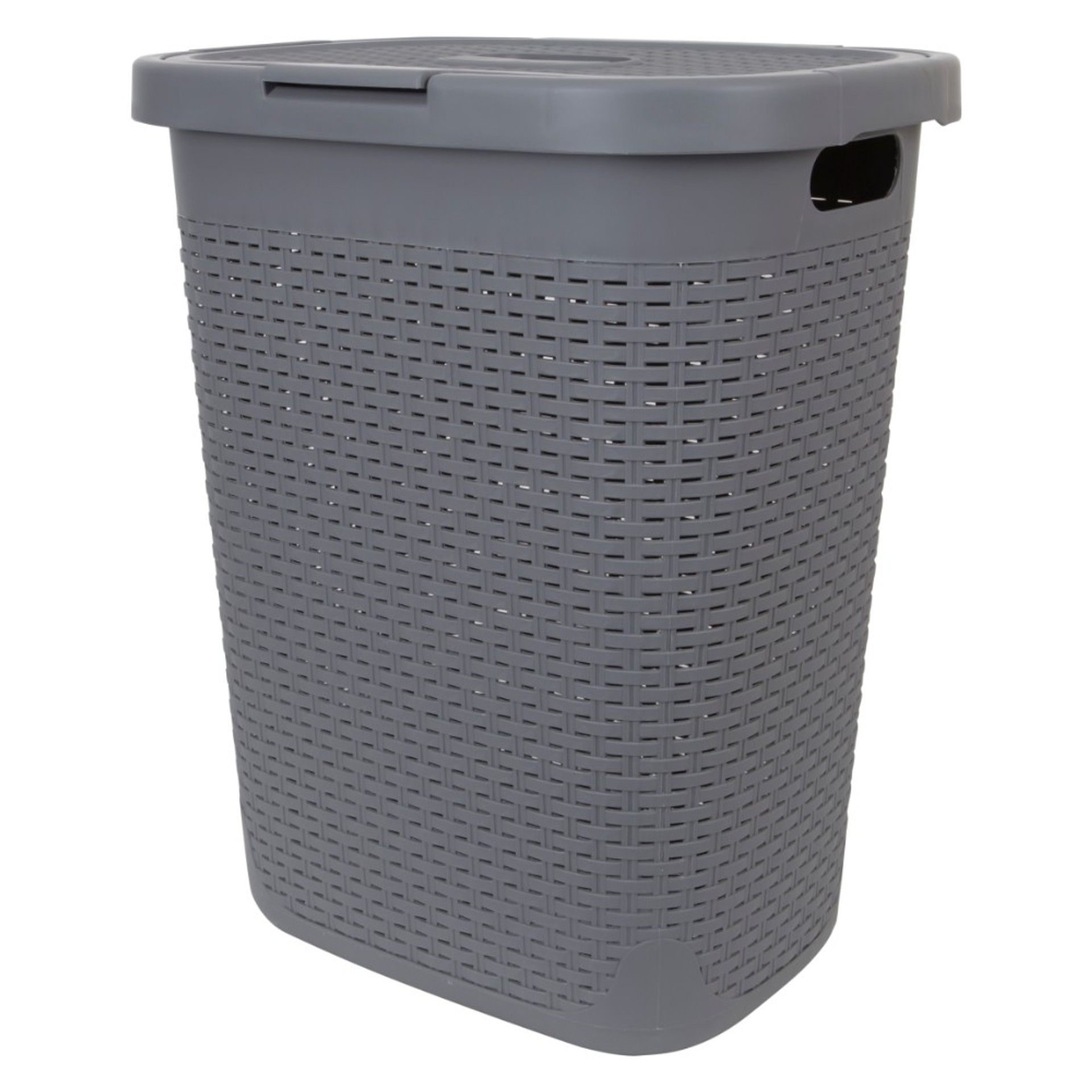 Howards Rectangular Plastic 50L Laundry Hamper Grey Rattan Howards