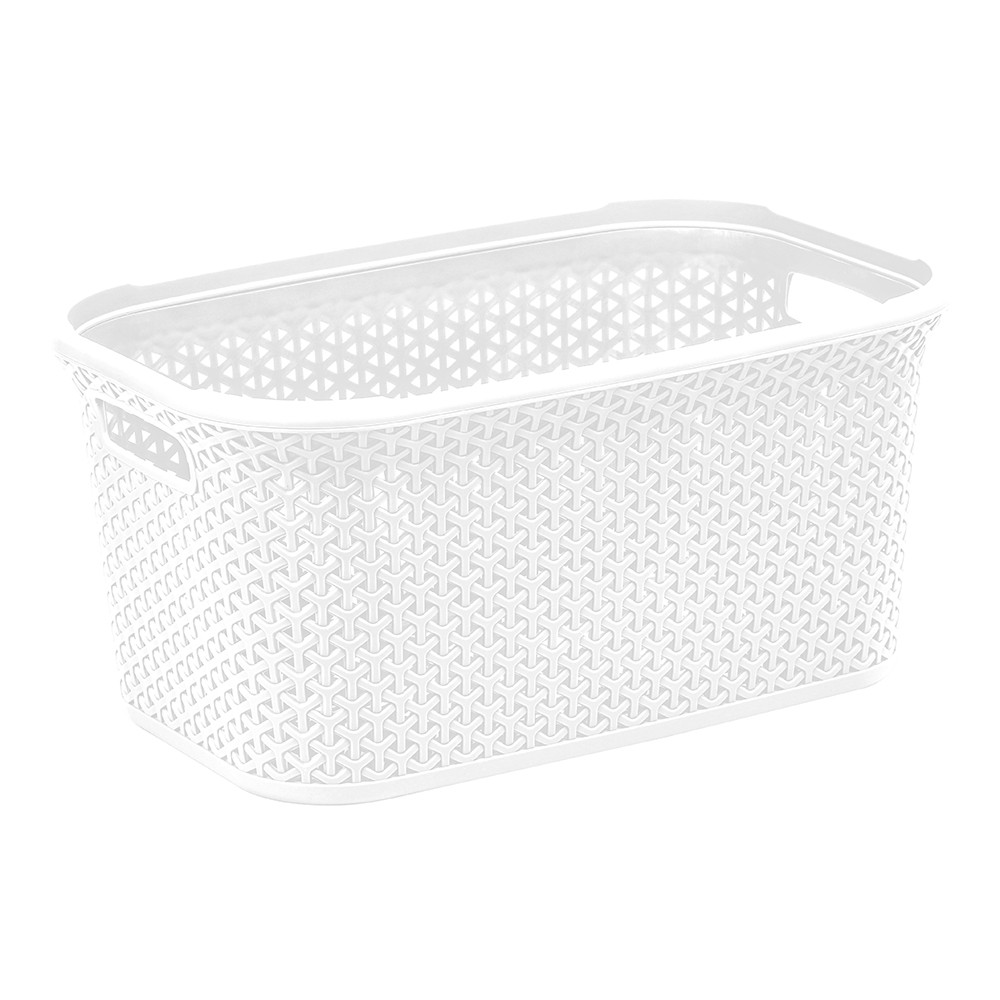 Howards Rectangular Plastic 28L Laundry Basket White Rattan Howards Storage World