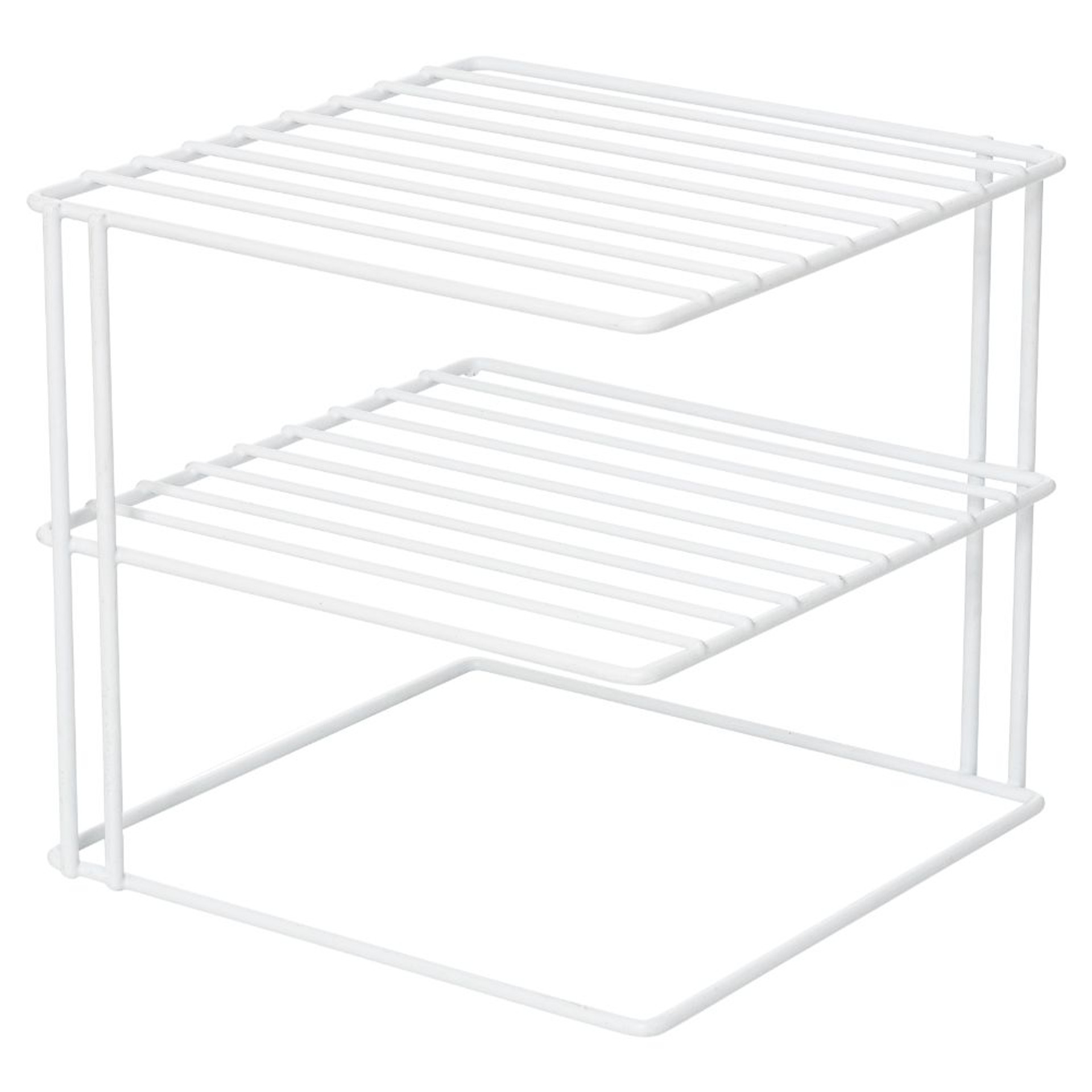 Howards Wire 2Tier Corner Shelf White Howards Storage World