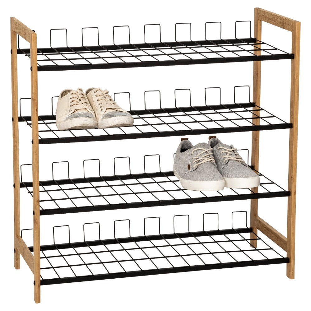 Howards 4 Tier Bamboo Shoe Rack Black Howards Storage World
