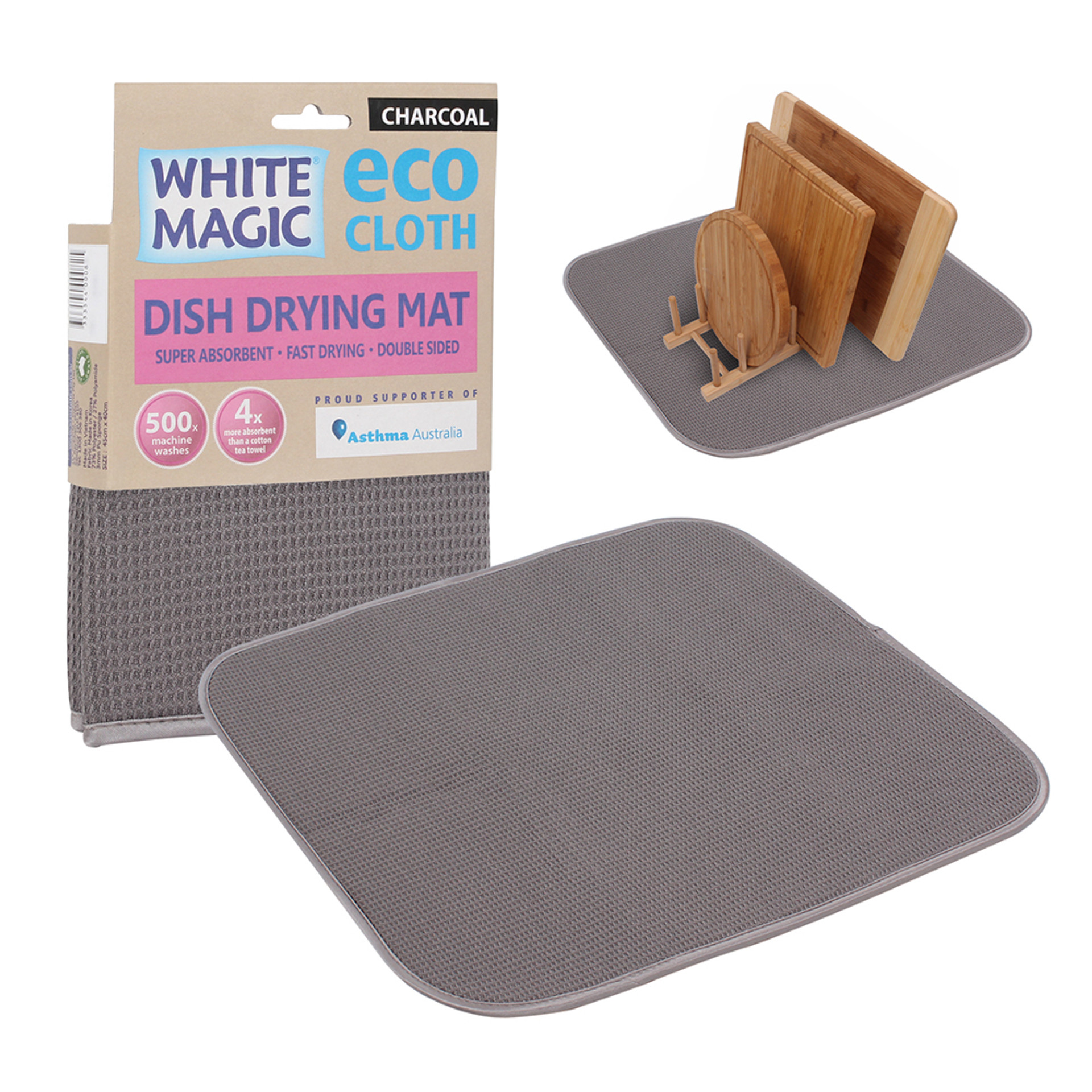 White Magic Eco Cloth Dish Drying Mat Charcoal Howards Storage World