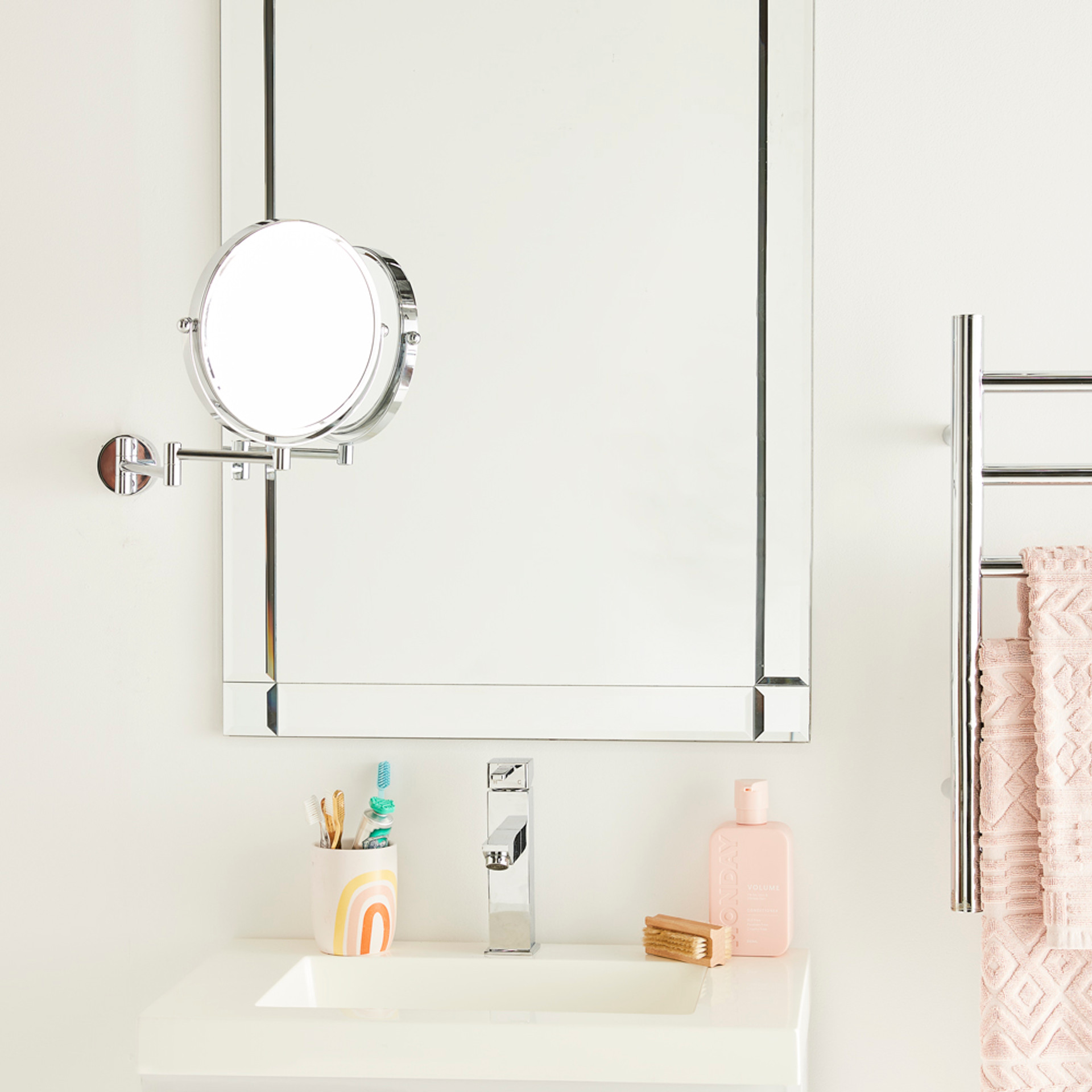 Howards Extendable Wall Mounted Magnifying Makeup Mirror Howards