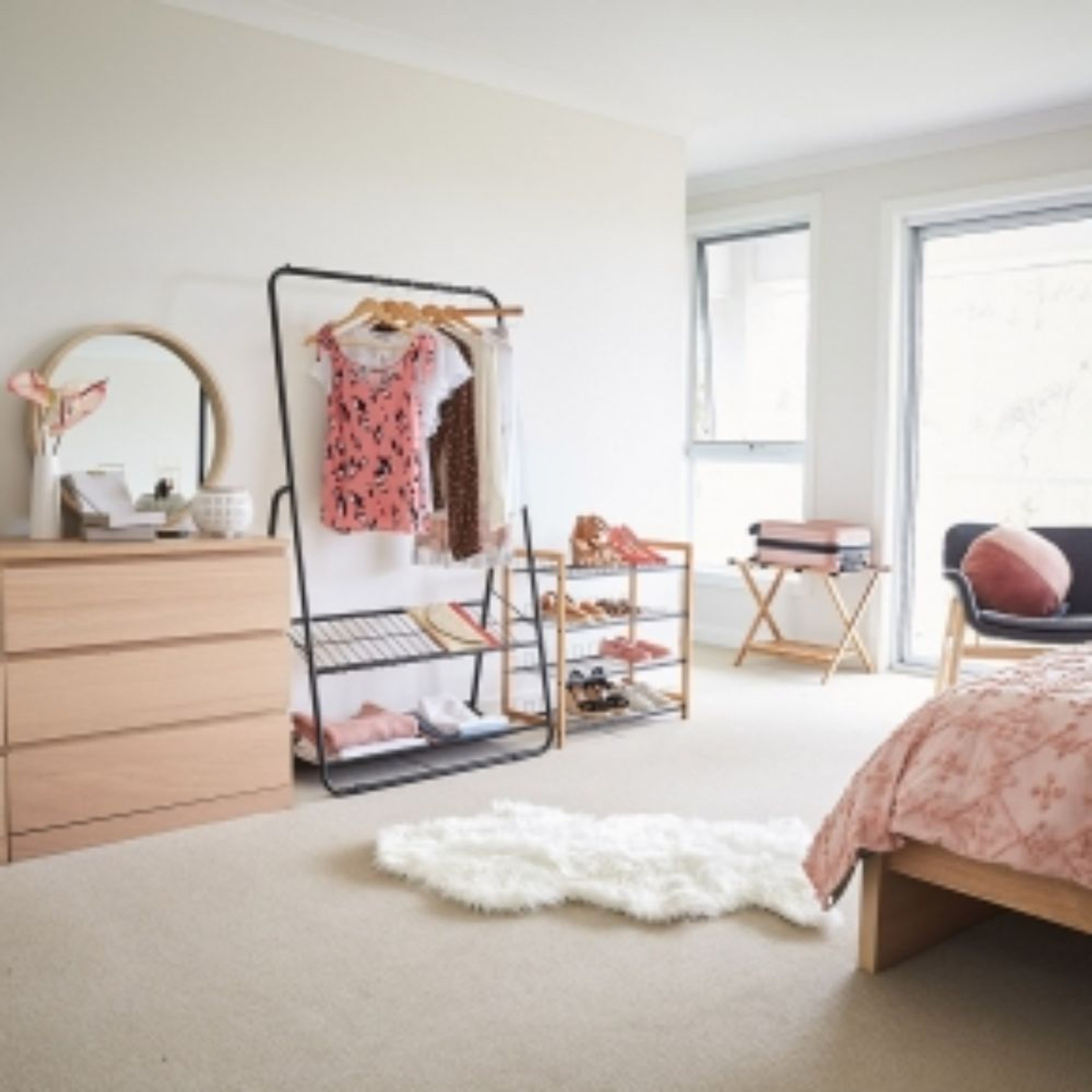 Howards Garment Rack with Two Shelves Black Howards Storage World