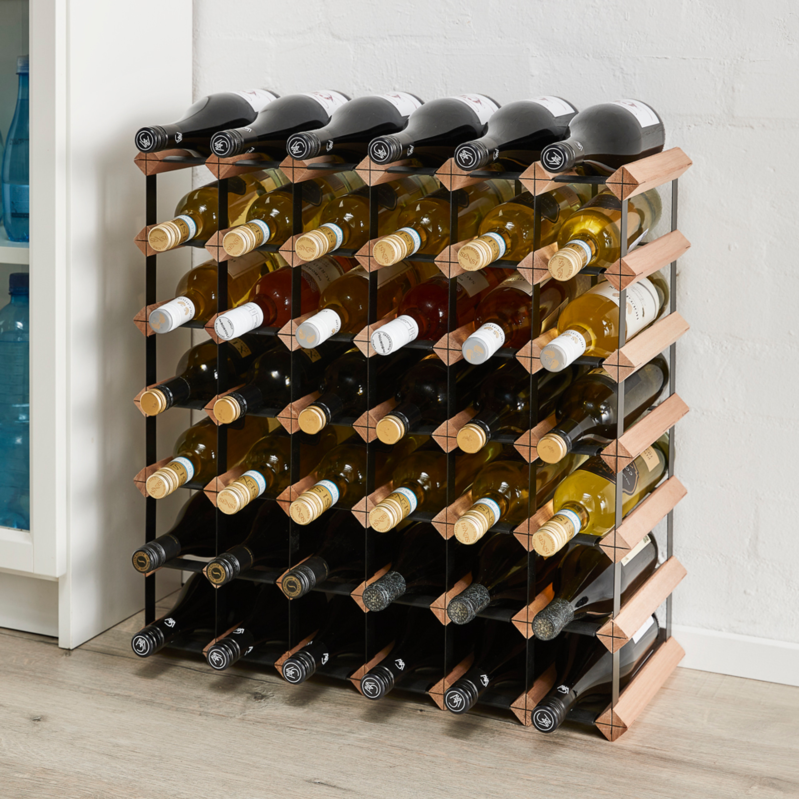 Howards Rustic Mahogany Timber Wine Rack 8x6 (56 Bottle) Howards