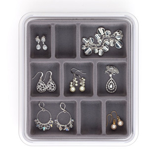 Jewellery Stax 9 Compartment Organiser Tray - Grey