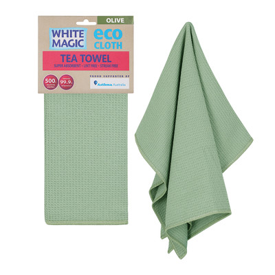 White Magic Eco Cloth Tea Towel - Olive