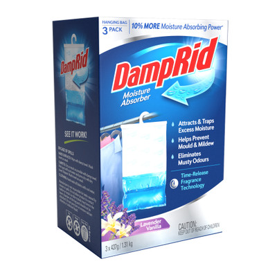 DampRid Moisture Absorber Hanging Bag Lavender Scent - 3 Pack