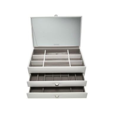 Jewellery Box with Mirrored Lid Large - White | Howards Storage World