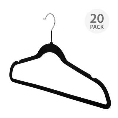 Howards Flocked Hanger with Bar 20 Pack - Black