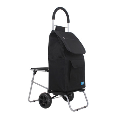 White Magic Handy Trolley with Seat - Black | Howards Storage World