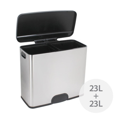 White Magic Smart Bin Duo 2 x 23L - Fingerprint Proof Stainless Steel