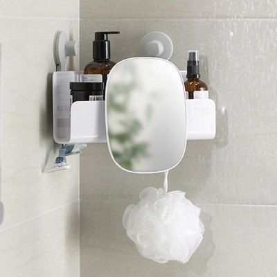 Joseph Joseph EasyStore Corner Shower Caddy with Mirror - White