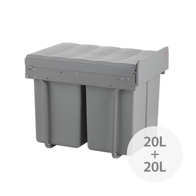 Wesco Dual Pull Out 40L Rubbish Bin - Grey