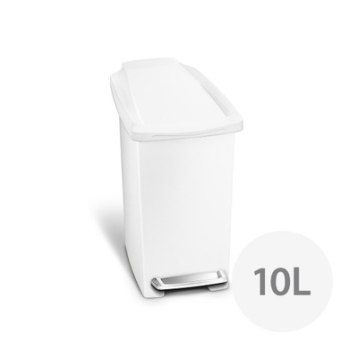 simplehuman 10L Slim Plastic Step Rubbish Bin - White