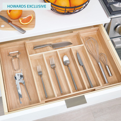 iDesign EcoWood Expandable Cutlery Tray