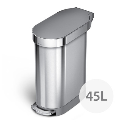 simplehuman 45L Slim Step Stainless Steel Rubbish Bin (Plastic Lid)