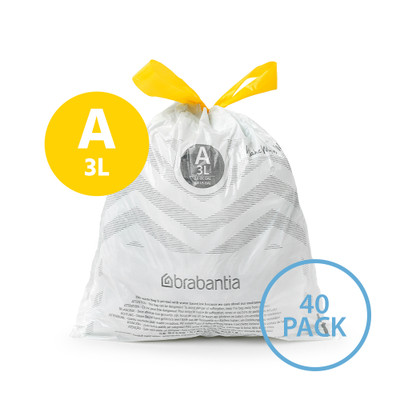 brabantia PerfectFit Bin Bags 3L Code A - 40 Pack