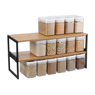 WilliamsWare Deep Stackable Bamboo Kitchen Shelf 70cm Wide - Black ...