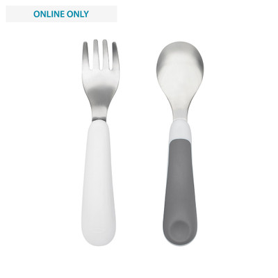 OXO TOT FORK & SPOON SET - GREY