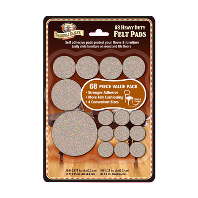 Parker & Bailey Heavy Duty Felt Pads Assorted Sizes - 68 Pack