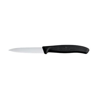 Victorinox Paring Knife Pointed Tip Wavy Edge - Black