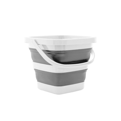 Collapse-A Square Bucket with Handle 5L - Grey & White