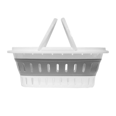 Collapse-A Laundry Basket with Handles 17L - Grey & White