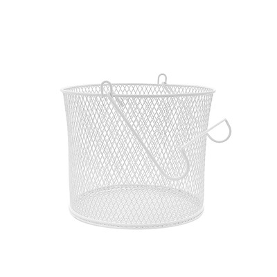 Round Metal Mesh Hanging Peg Basket - White