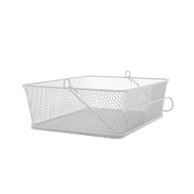 Rectangular Metal Mesh Hanging Peg Basket - White