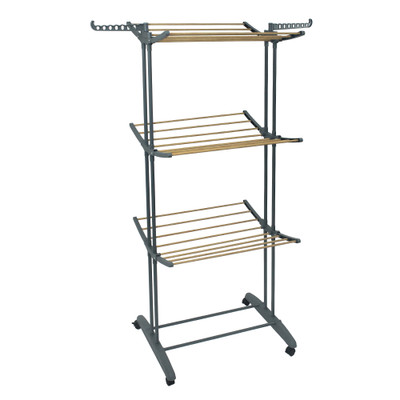 3 Tier Collapsible 26 Rail Clothes Airer with Wheels