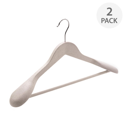 Eco Straw Fibre Deluxe Suit Coat Hanger 2 Pack - Cream