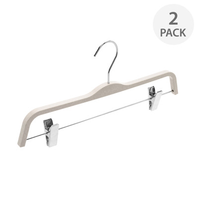 Eco Straw Fibre Skirt & Pant Hanger with Clips 2 Pack - Cream