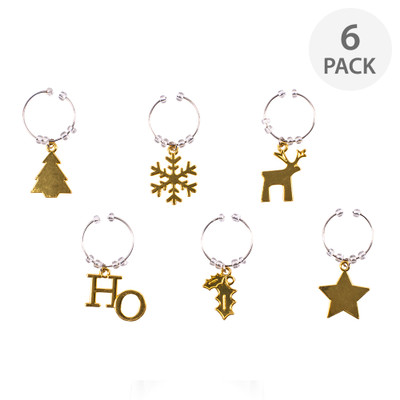 Avanti Wine Glass Charms Golden Christmas - Set of 6