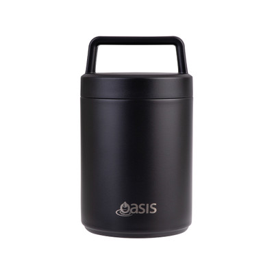 Oasis Stainless Steel Insulated Food Flask with Handle 480ml - Black