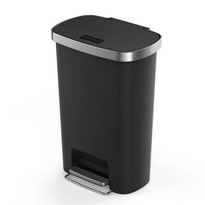 EKO Hana Step Plastic Rubbish Bin 50L - Black