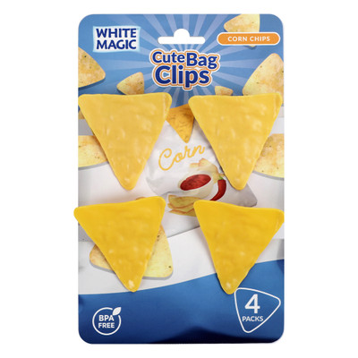 White Magic Cute Bag Clips 4 Pack - Corn Chips