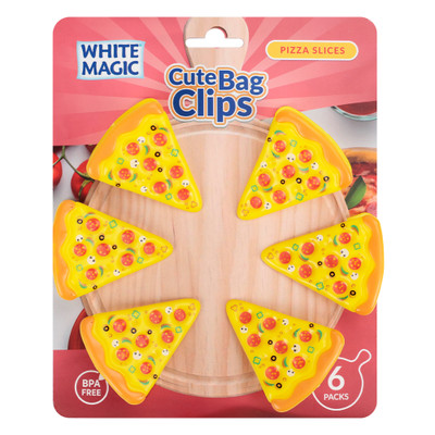 White Magic Cute Bag Clips 6 Pack - Pizza Slices