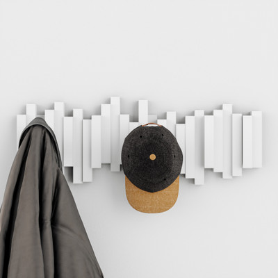 Umbra Sticks Wall Mounted 5 Hook Rack - White