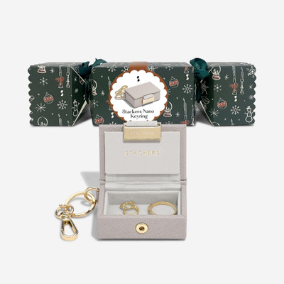 Stackers Nano Keyring Jewellery Box In Christmas Cracker - Taupe