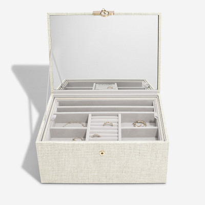 Stackers Classic Luxury Jewellery Box with Lid - Oatmeal/Linen