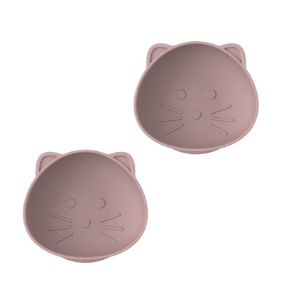 Melii Luxe Silicone Suction Kids Bowls 2 Pack - Cat