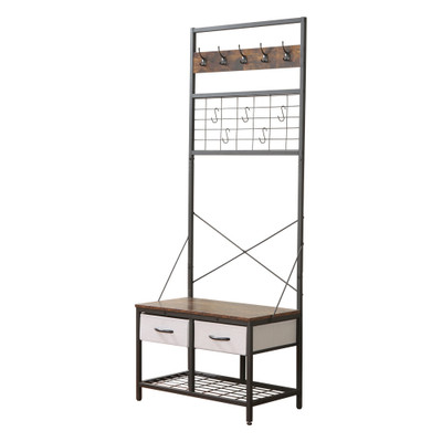 Williamsware Hall Tree with Drawers - Dark Wood