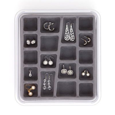 Jewellery Stax 18 Compartment Organiser Tray - Grey